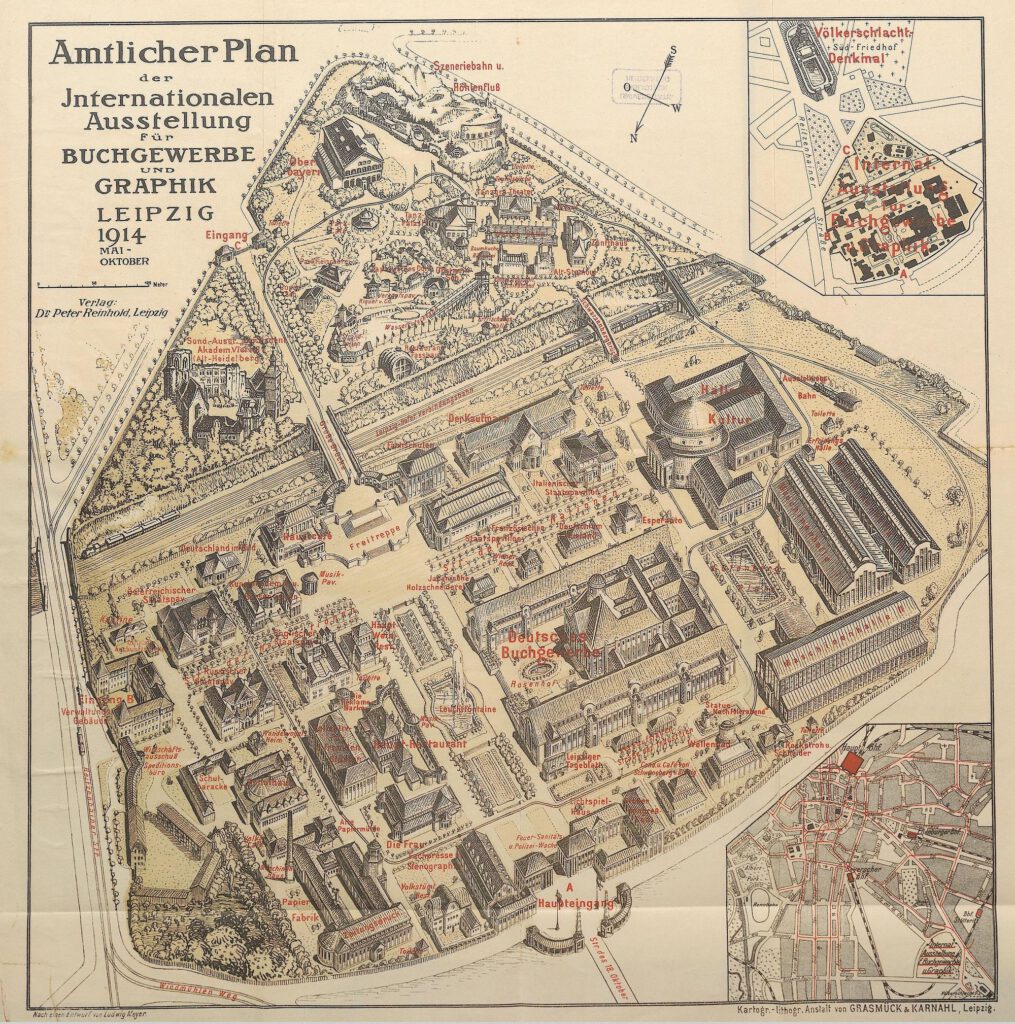 Amtlicher Plan der Bugra, in: Internationale Ausstellung für Buchgewerbe und Graphik Leipzig 1914. Amtlicher Katalog. Leipzig, 1914