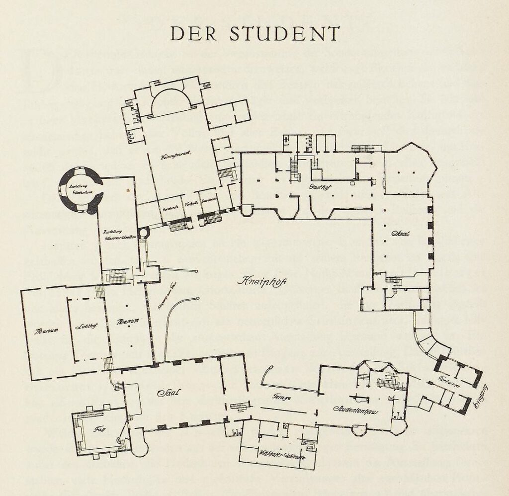 Plan der Sonderausstellung ›Der Student‹, in: Internationale Ausstellung für Buchgewerbe und Graphik Leipzig 1914. Amtlicher Katalog. Leipzig, 1914, S. 515