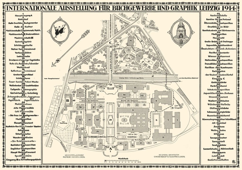 Plan des Ausstellungsgeländes der Bugra, in: Internationale Ausstellung für Buchgewerbe und Graphik Leipzig 1914. Amtlicher Katalog. Leipzig, 1914
