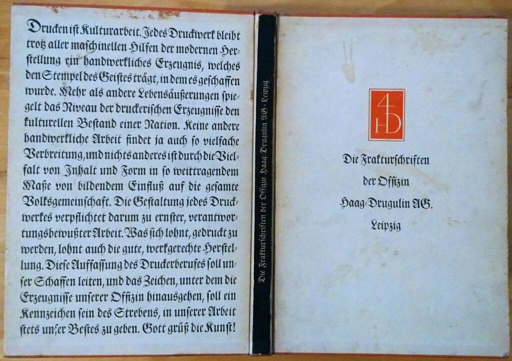 Die Frakturschriften der Offizin Haag-Drugulin AG. Leipzig: Offizin Haag-Drugulin, 1935