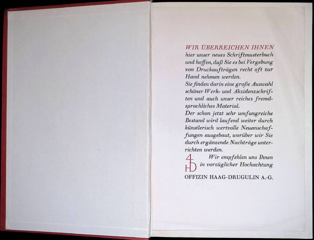 Schriftproben der Offizin Haag-Drugulin A.-G. Leipzig: Offizin Haag-Drugulin, 1929